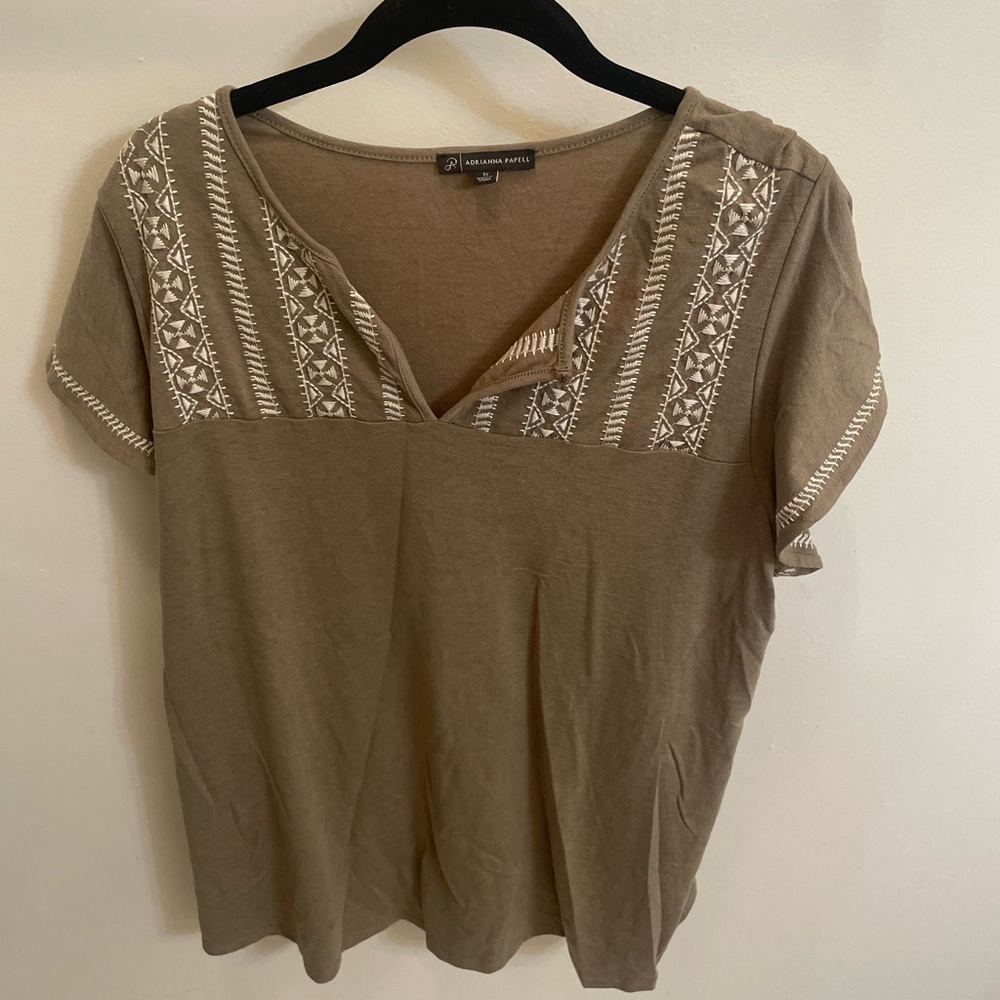 Lauren Ralph Lauren Women's Brown Embroidered Top
